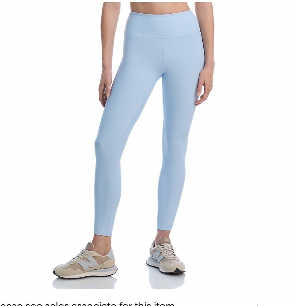 AQUA Athletic Shirred Ankle 7/8 Leggings Sky Blue Large 300004050 Bloomingdales